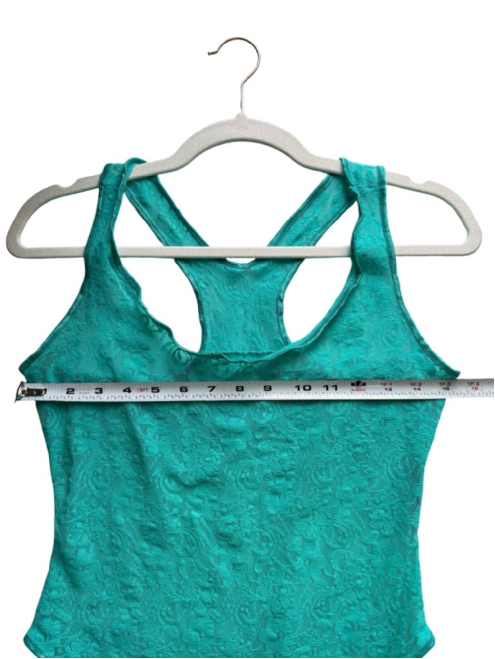 Teal Floral Lace Racerback One-Piece Bodysuit Size XS or S Y2K Festival - Picture 3 of 10